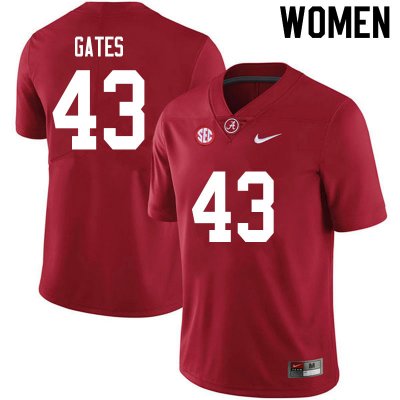 NCAA Women's Alabama Crimson Tide #43 A.J. Gates Stitched College 2020 Nike Authentic Crimson Football Jersey DS17W23EY